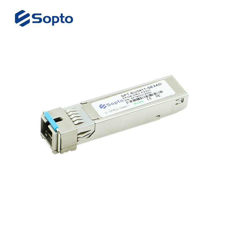 EPON ONU SFP Transceiver 1310nmTx/1490nmRx 1.25G/1.25G SC Interface 1000BASE-PX20+ with DDM Commercial Temperature Burst Logic 1 Tx On , with TxSD